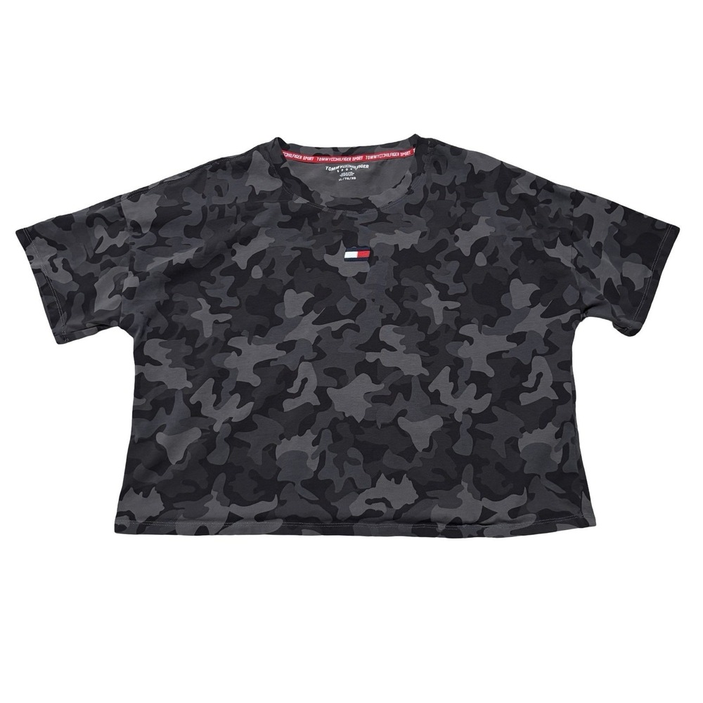Tommy Hilfiger Sport Women's‎ Cropped Camo T Shirt Size XL 23 x 21